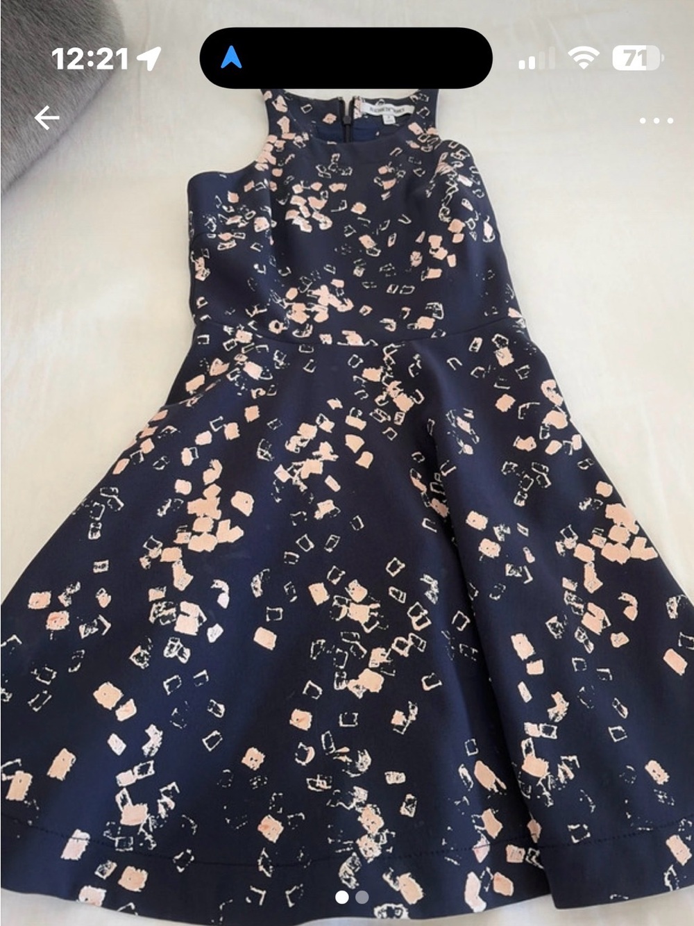Elizabeth and James Navy Dress with Blush Print